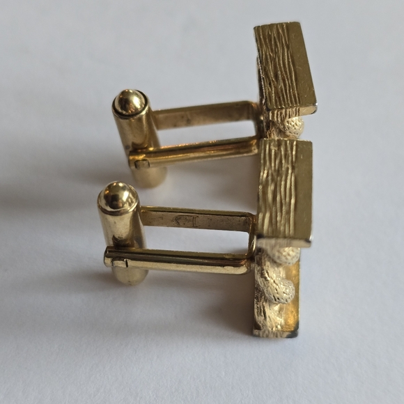 Vintage Twist cufflinks gold tone cuff links rectangular men jewelry - Picture 6 of 10